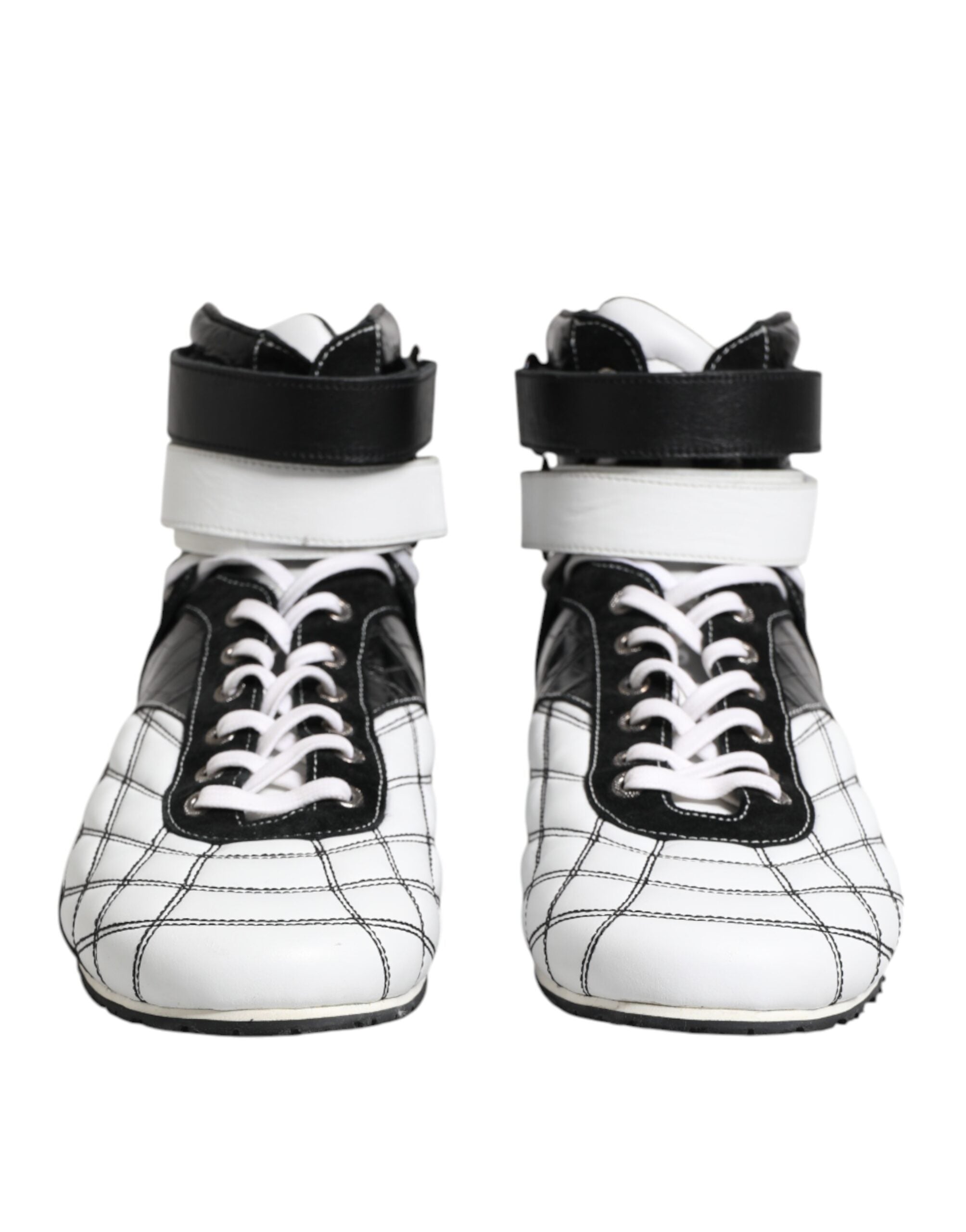 Baskets montantes en cuir noir et blanc Dolce &amp; Gabbana