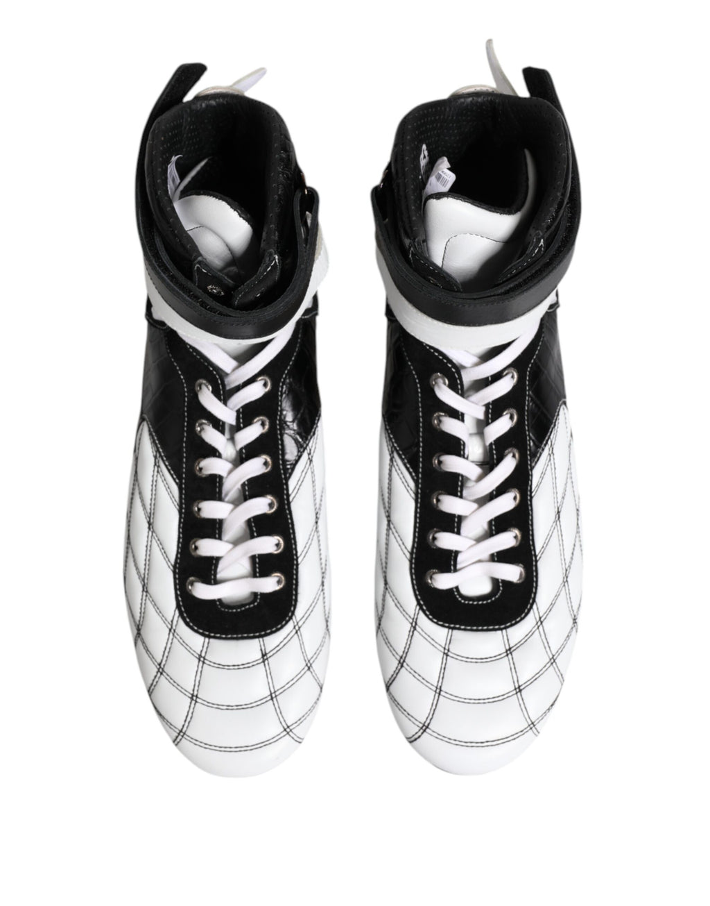 Baskets montantes en cuir noir et blanc Dolce &amp; Gabbana