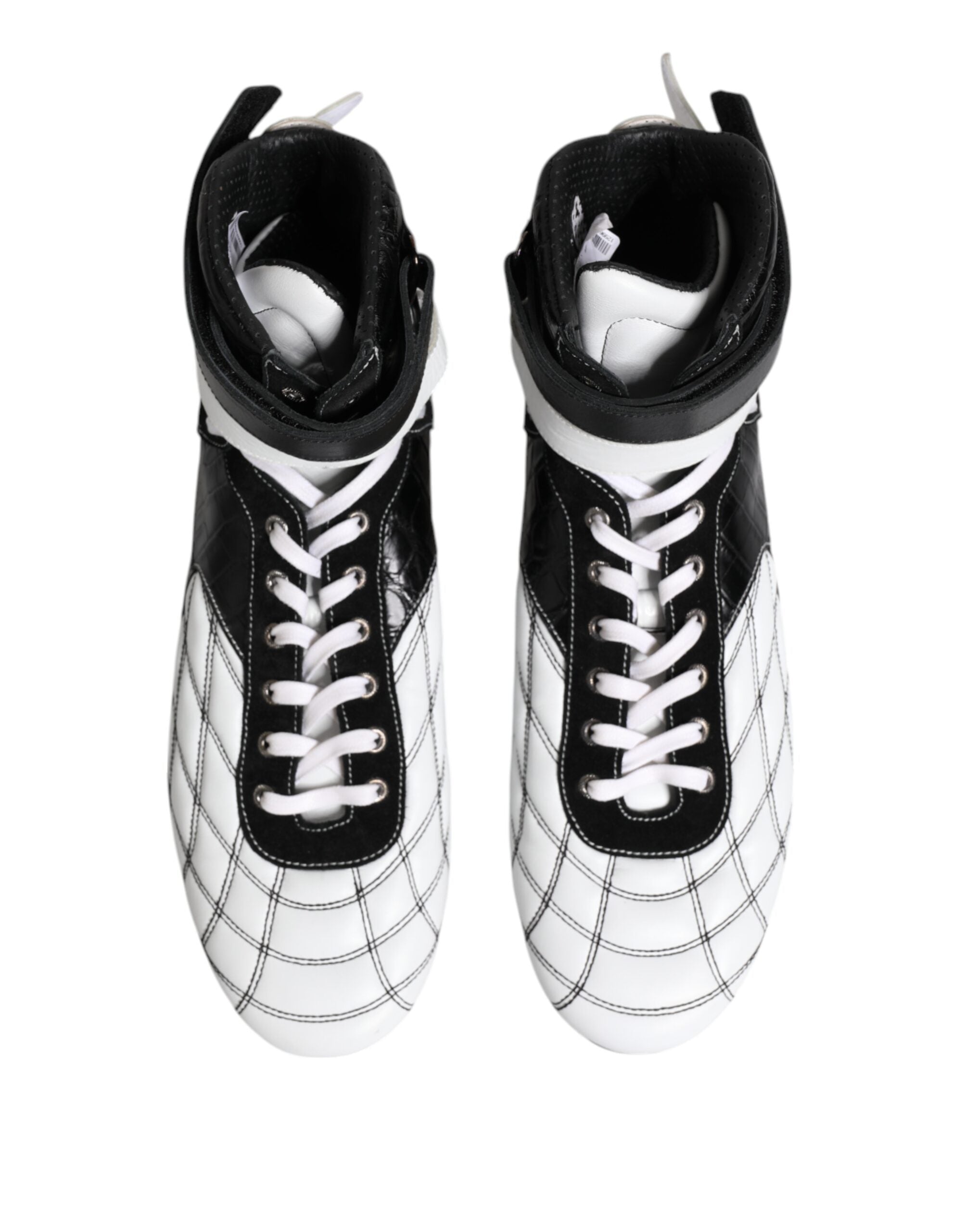 Baskets montantes en cuir noir et blanc Dolce &amp; Gabbana