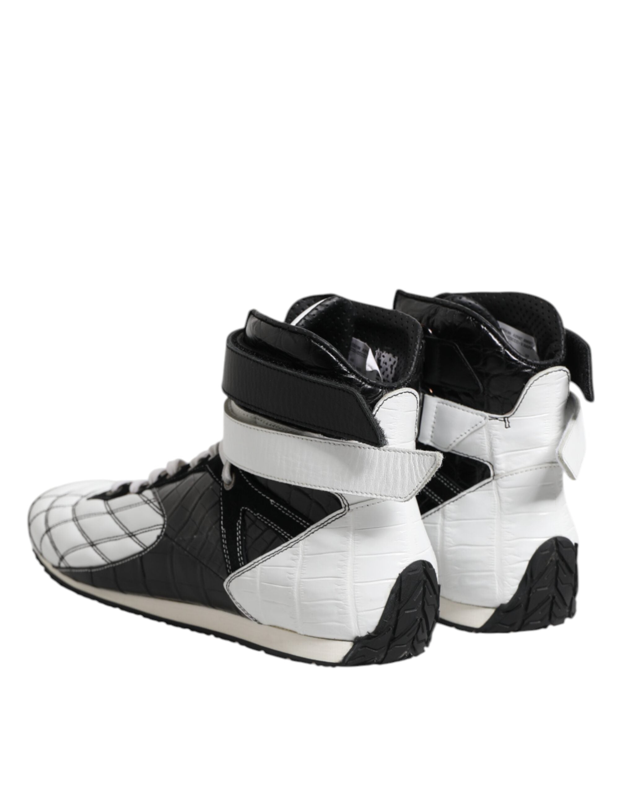 Baskets montantes en cuir noir et blanc Dolce &amp; Gabbana