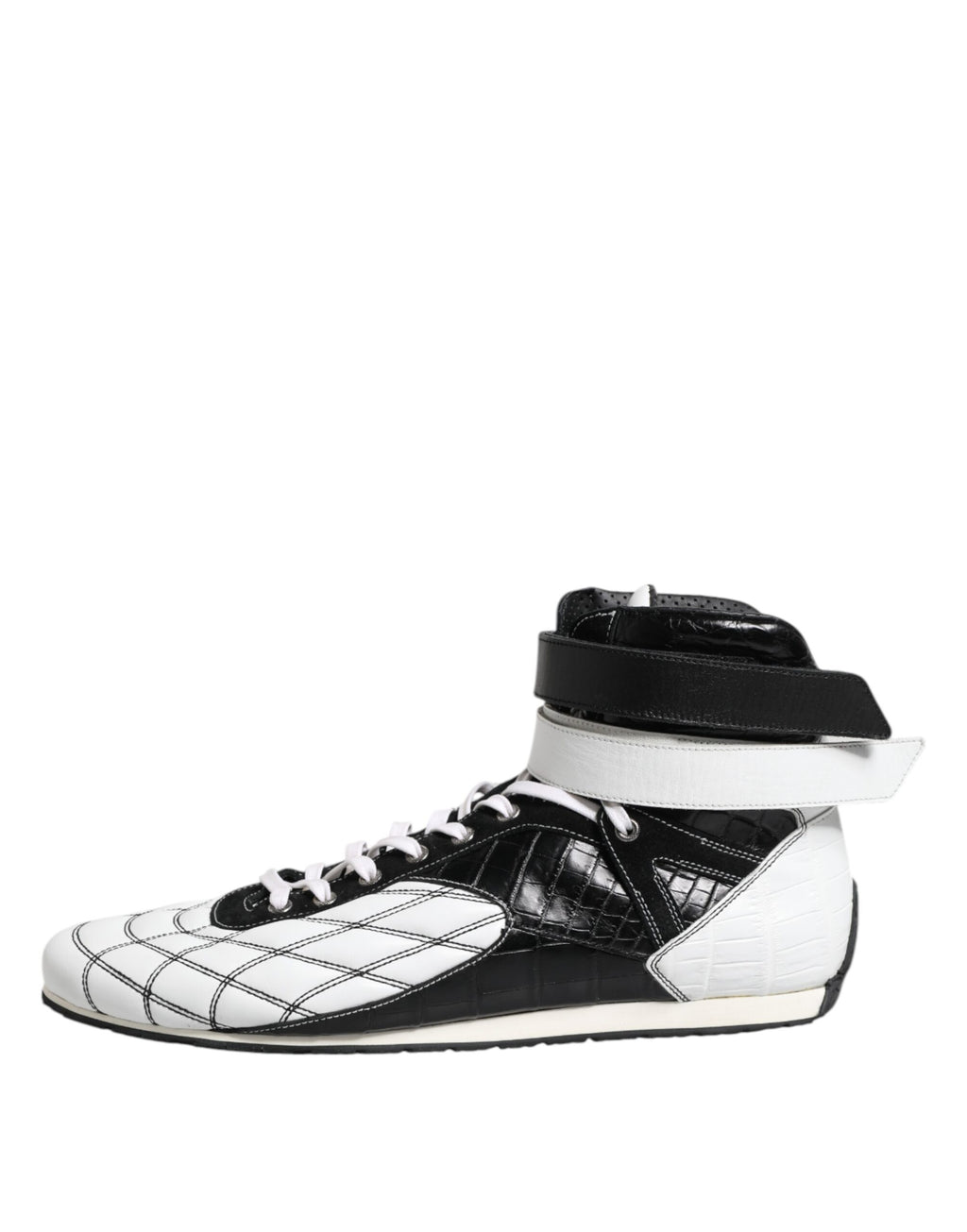 Baskets montantes en cuir noir et blanc Dolce &amp; Gabbana