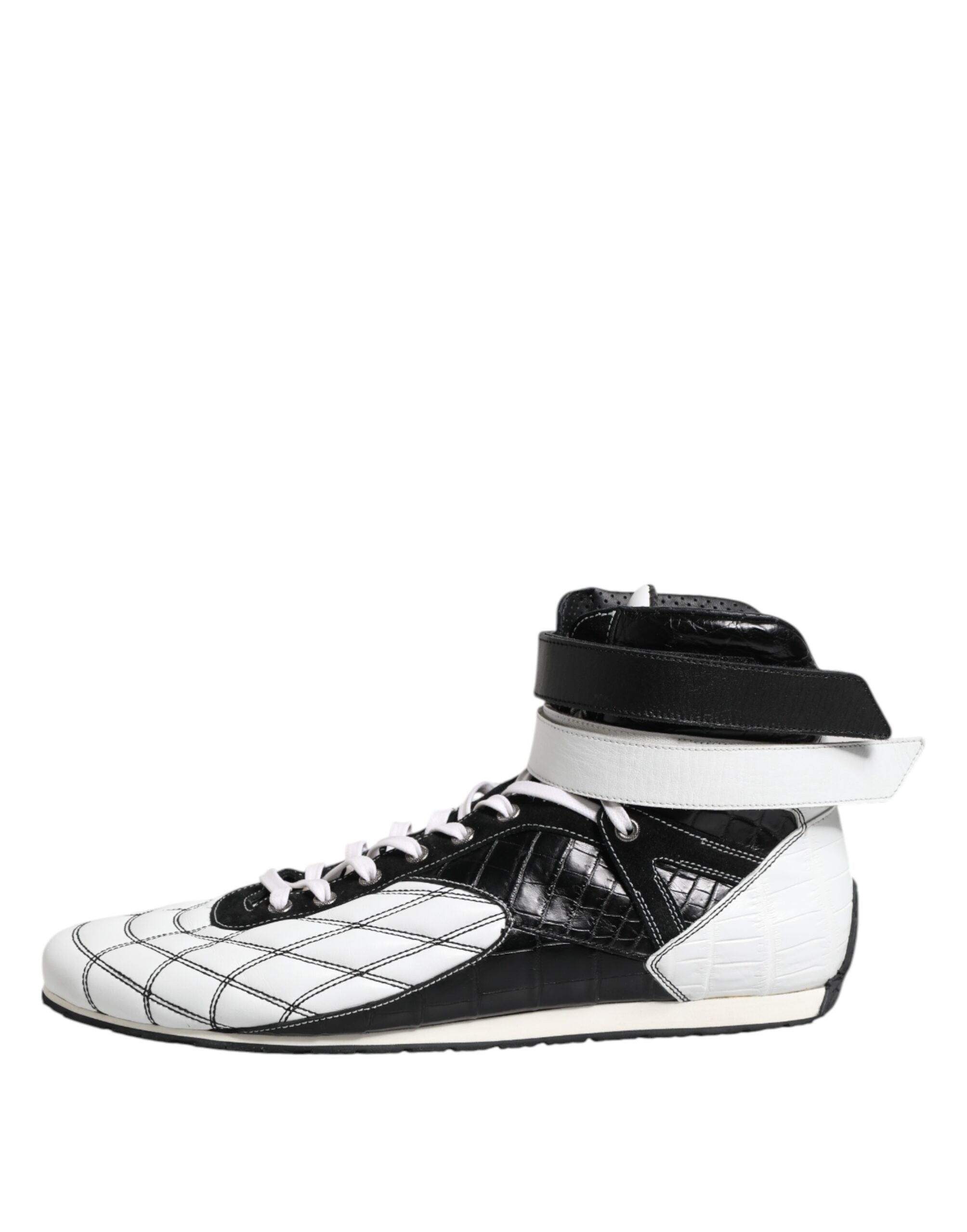 Baskets montantes en cuir noir et blanc Dolce &amp; Gabbana