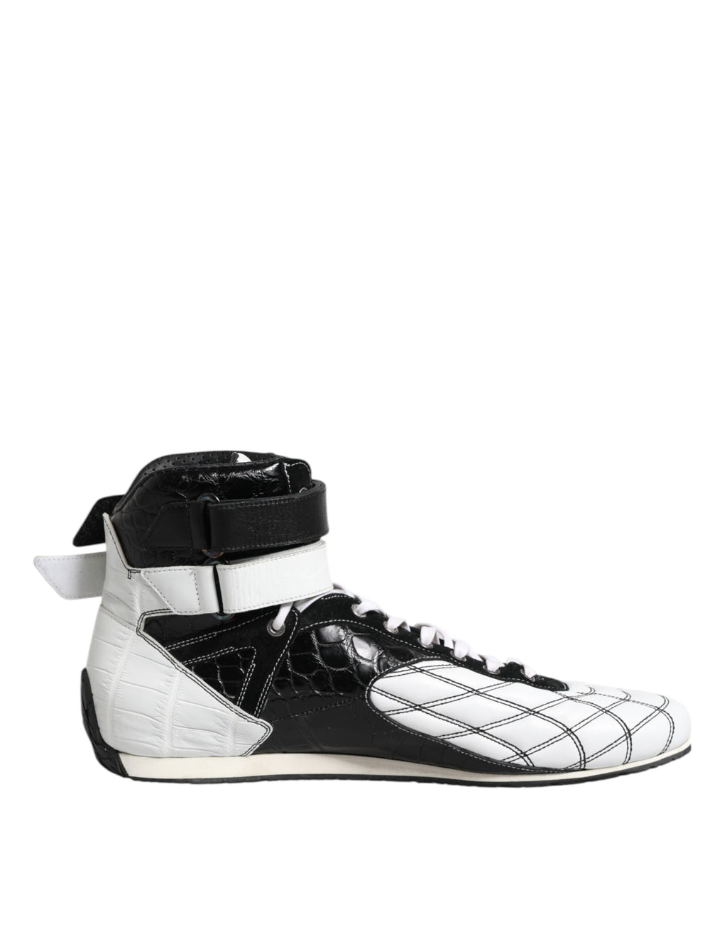 Baskets montantes en cuir noir et blanc Dolce &amp; Gabbana