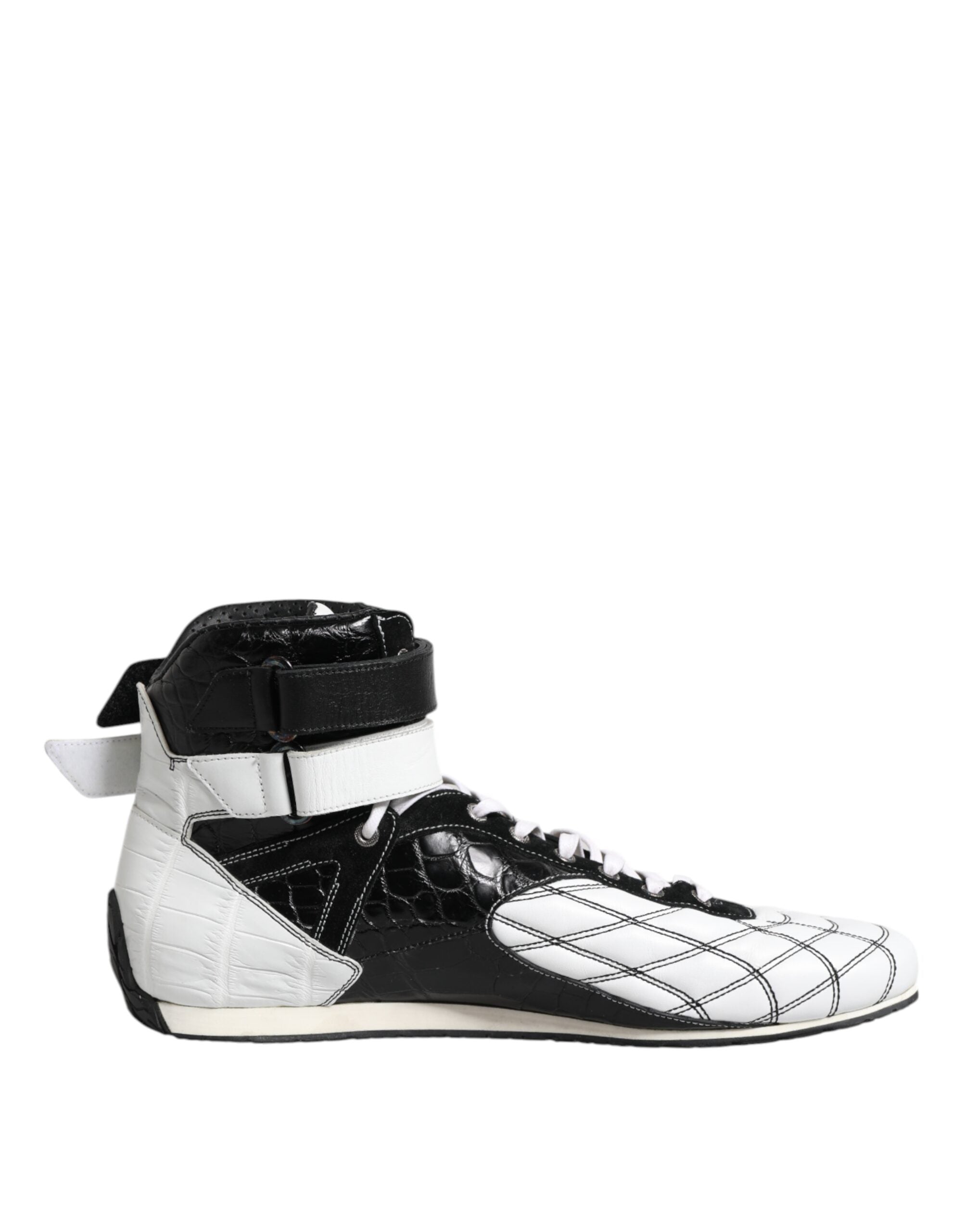 Baskets montantes en cuir noir et blanc Dolce &amp; Gabbana