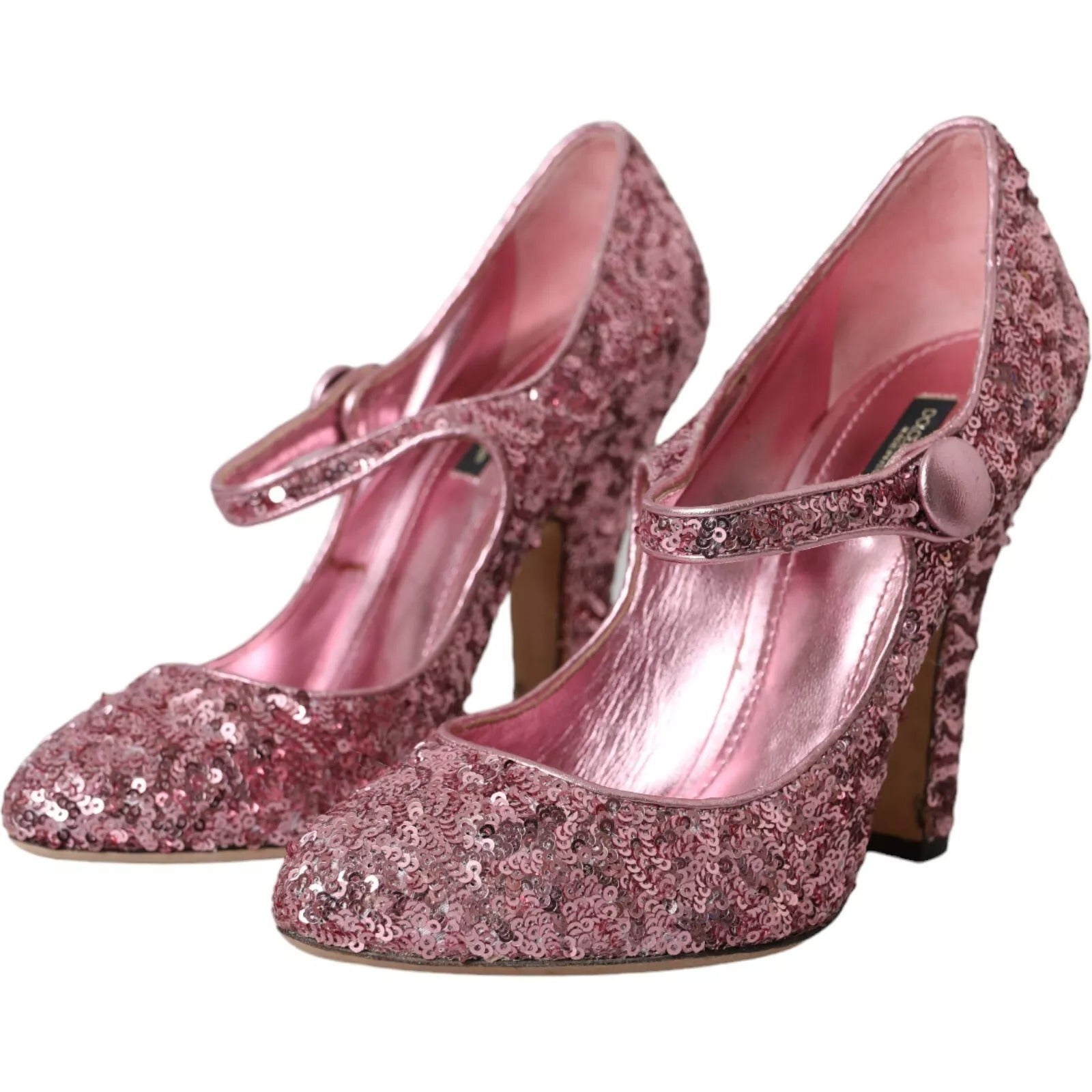 Dolce &amp; Gabbana Rosa Pailletten Mary Jane Pumps High Heels Schuhe