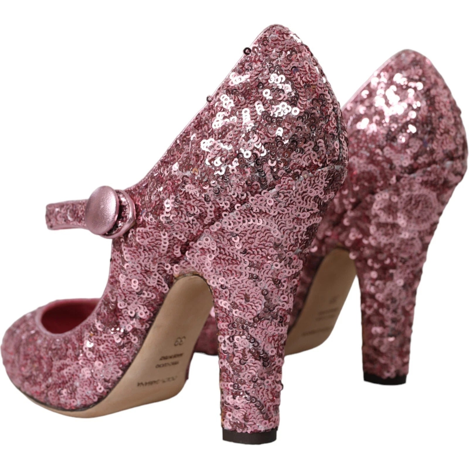 Dolce &amp; Gabbana Rosa Pailletten Mary Jane Pumps High Heels Schuhe