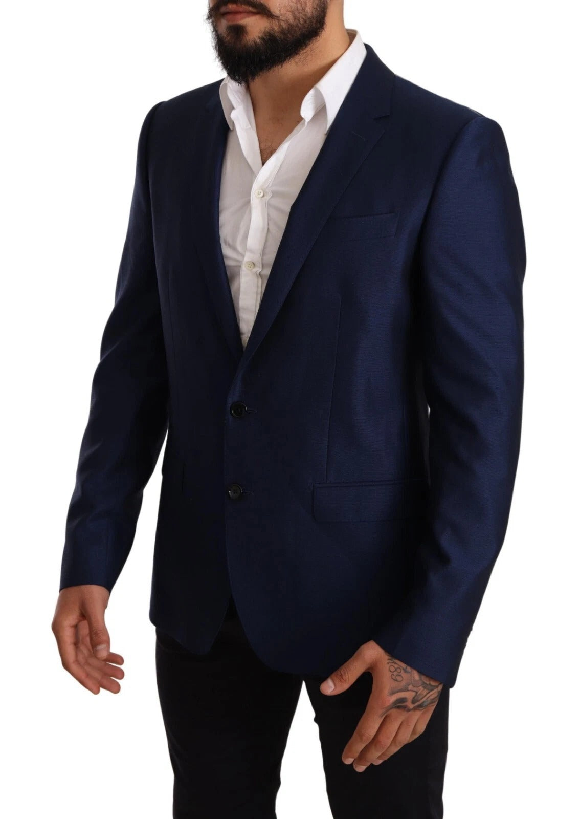 Dolce &amp; Gabbana – MARTINI – Slim Fit-Mantelblazer aus Wolle, blau