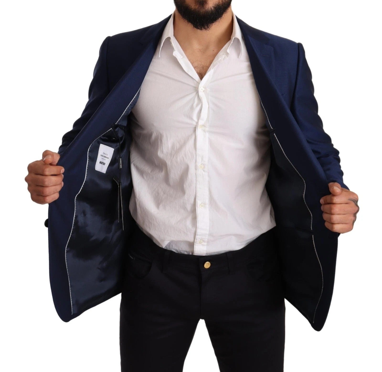 Blazer slim en laine bleu Martini Dolce &amp; Gabbana