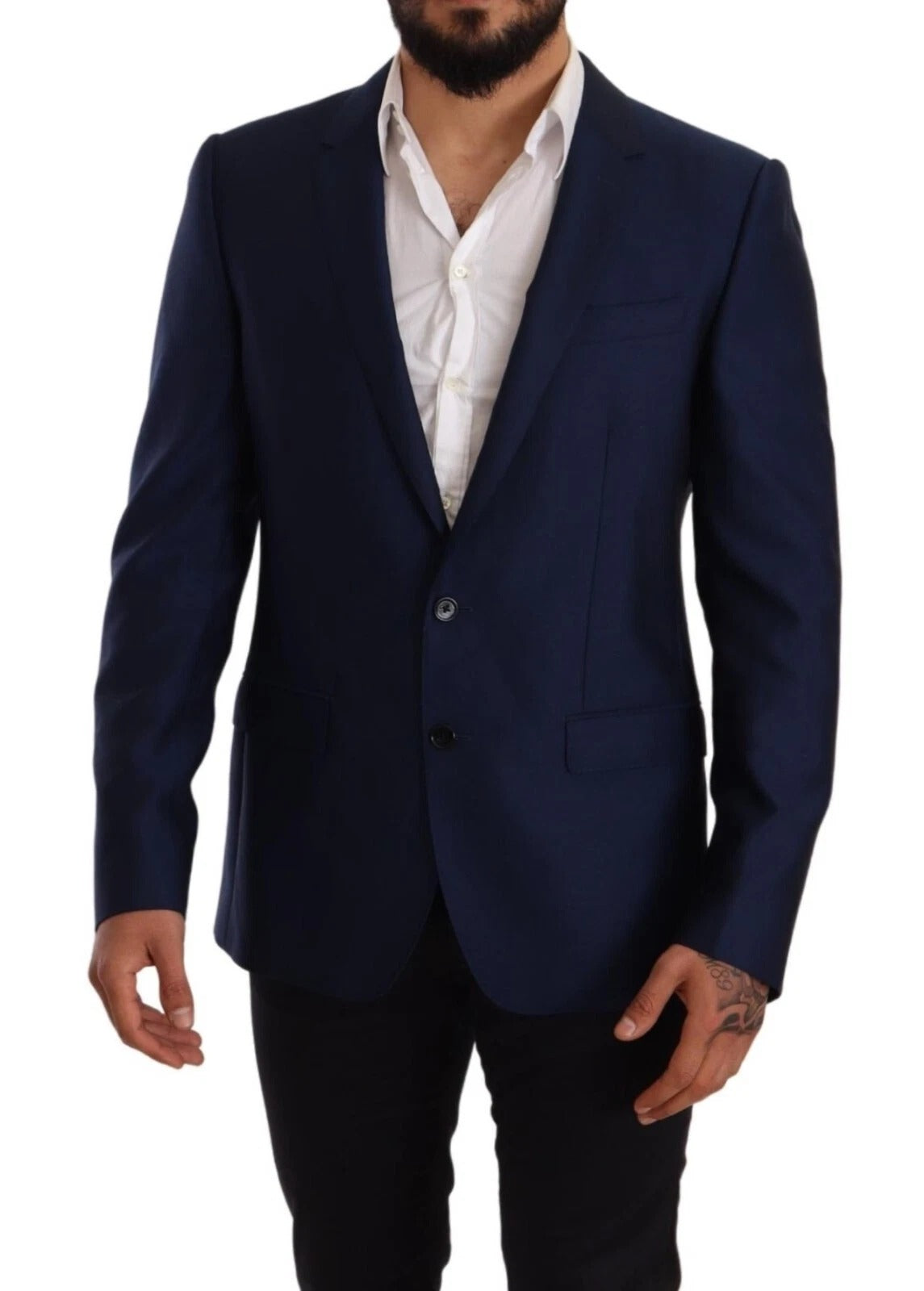 Dolce &amp; Gabbana – MARTINI – Slim Fit-Mantelblazer aus Wolle, blau
