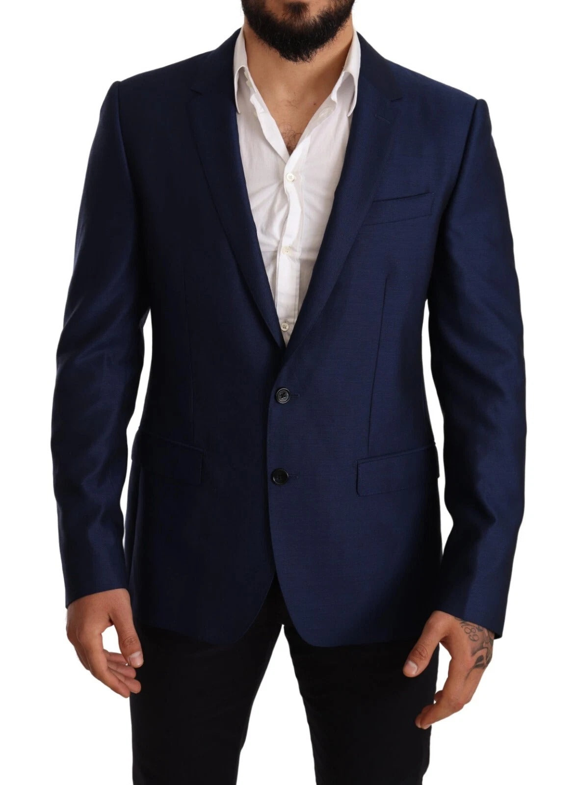 Blazer slim en laine bleu Martini Dolce &amp; Gabbana