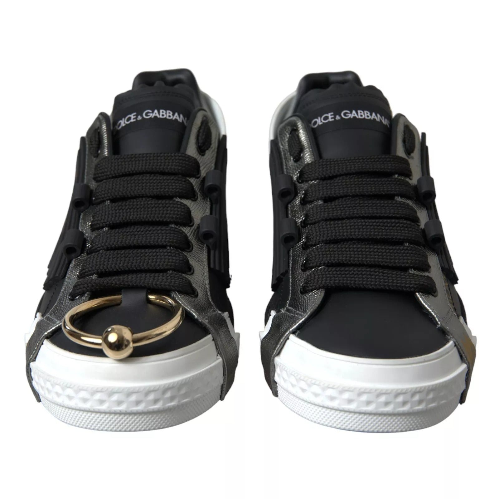 Baskets basses en cuir noir Dolce &amp; Gabbana Portofino