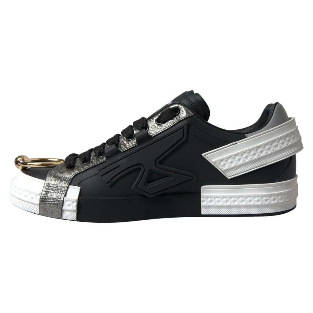 Baskets basses en cuir noir Dolce &amp; Gabbana Portofino