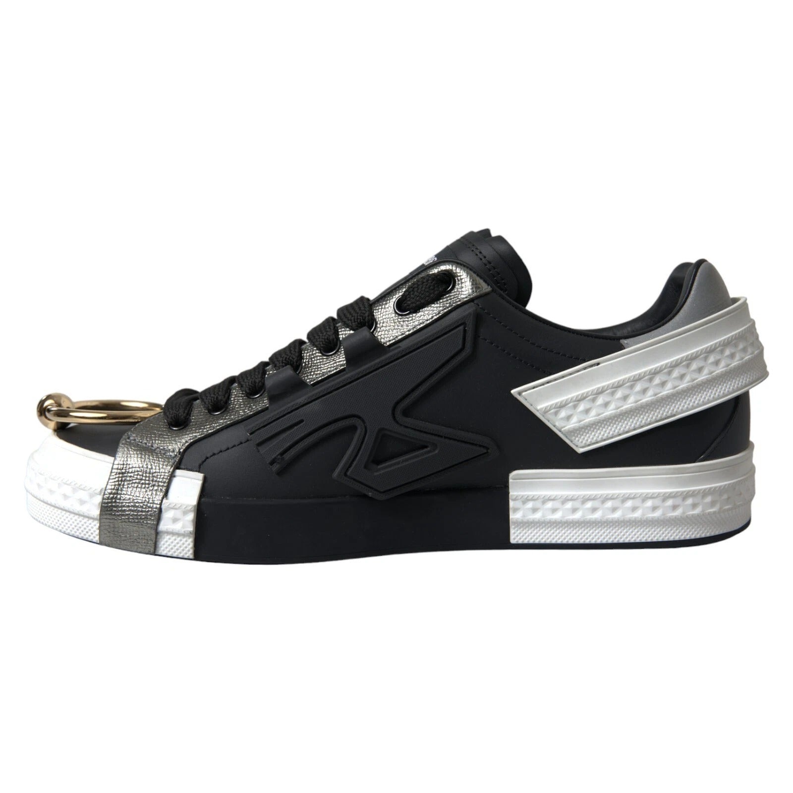 Baskets basses en cuir noir Dolce &amp; Gabbana Portofino