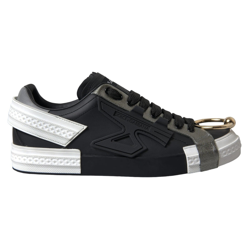 Baskets basses en cuir noir Dolce &amp; Gabbana Portofino