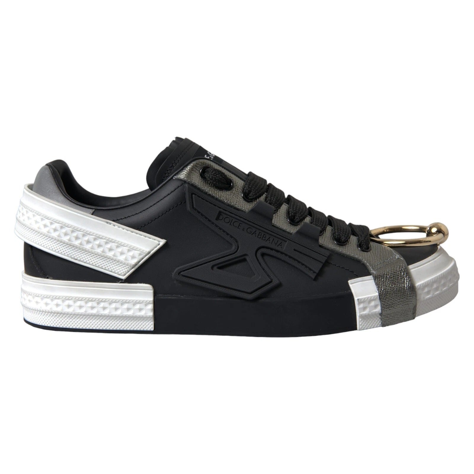 Baskets basses en cuir noir Dolce &amp; Gabbana Portofino