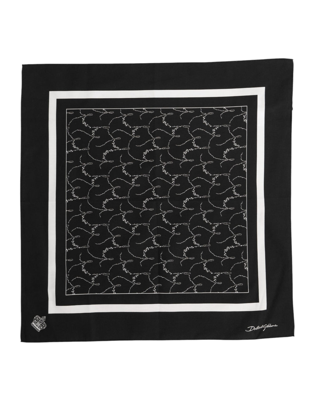 Foulard carré imprimé noir et blanc Dolce &amp; Gabbana