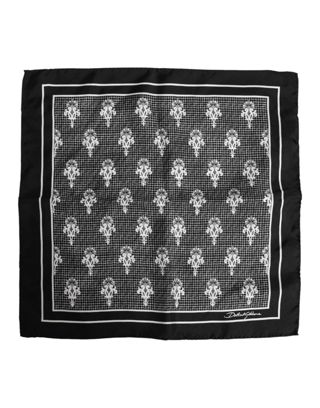 Foulard carré imprimé noir et blanc Dolce &amp; Gabbana