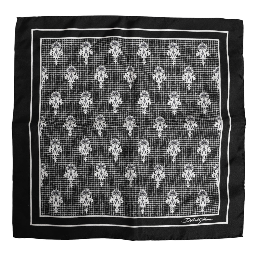 Foulard carré imprimé noir et blanc Dolce &amp; Gabbana