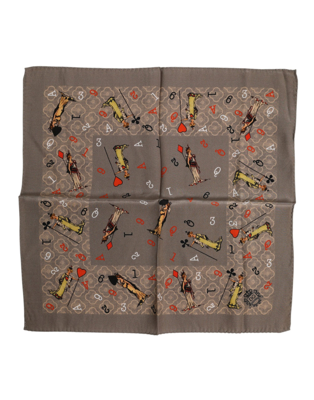 Foulard carré en soie imprimé marron Dolce &amp; Gabbana pour homme