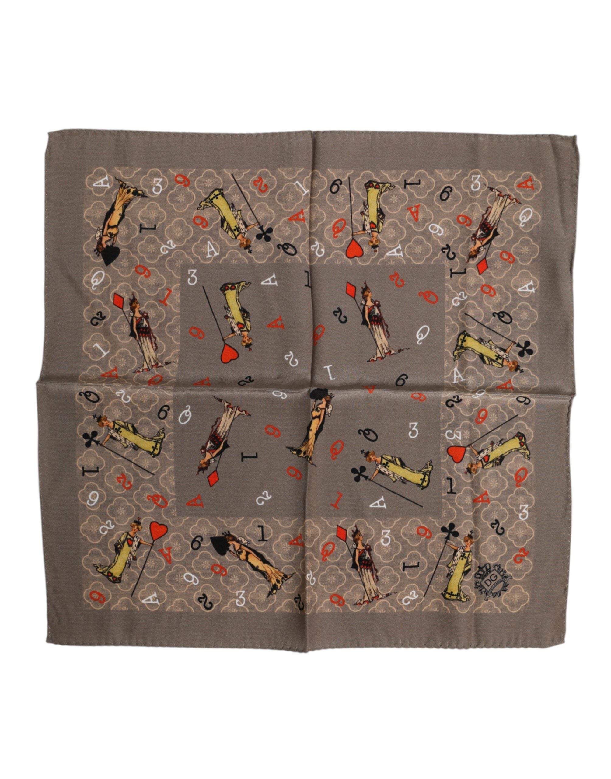 Dolce &amp; Gabbana Brauner, quadratischer Foulard aus Seide mit Print für Herren
