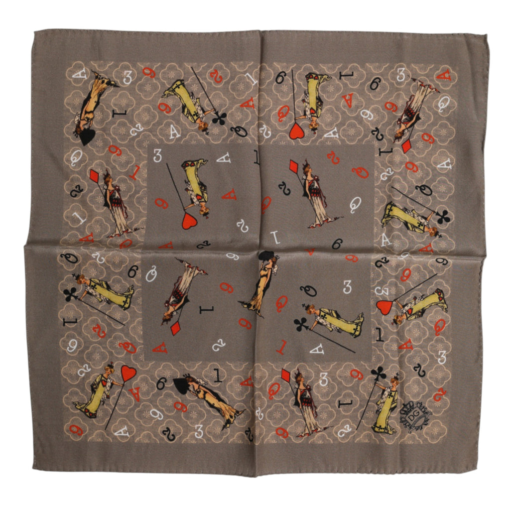 Foulard carré en soie imprimé marron Dolce &amp; Gabbana pour homme