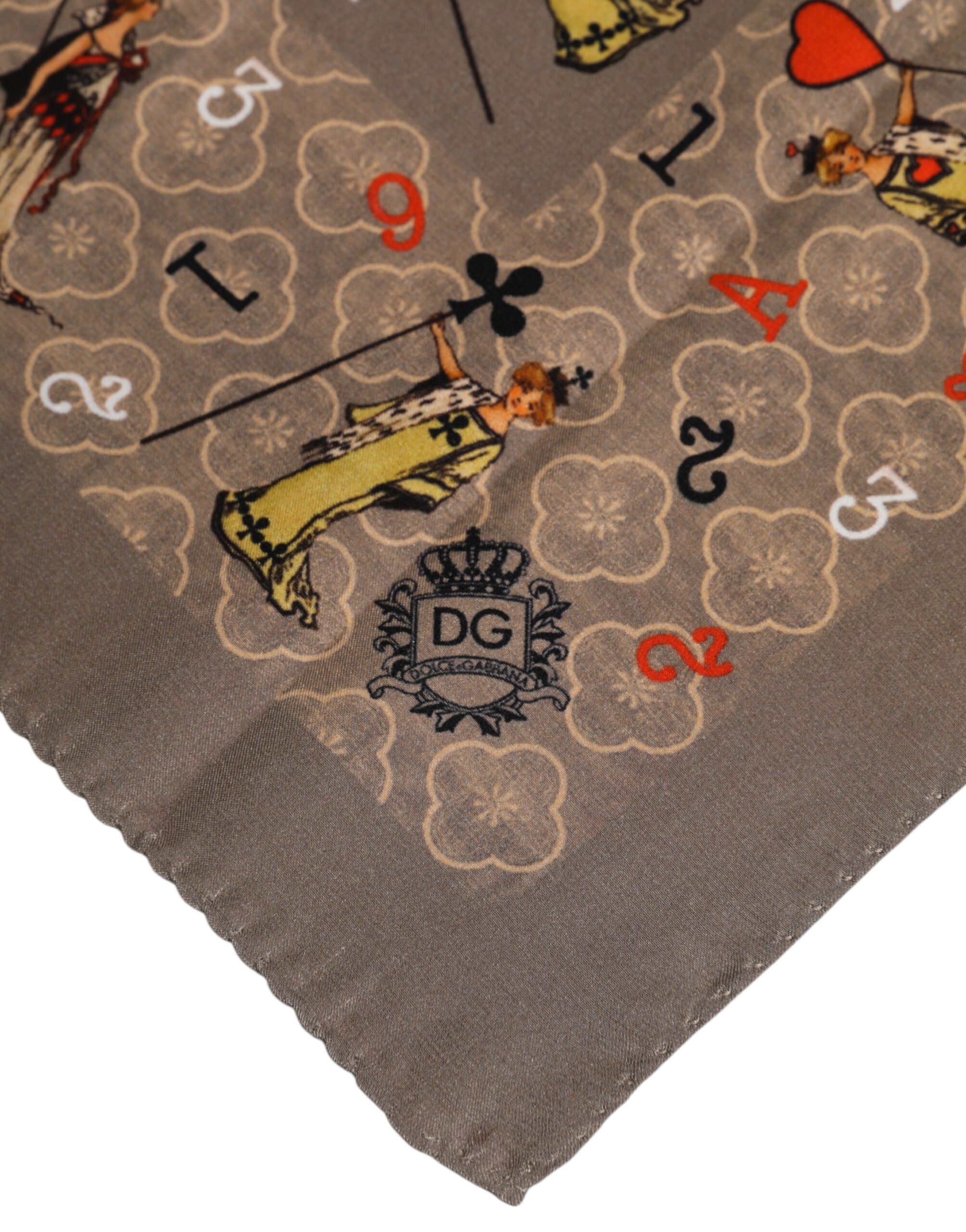 Dolce &amp; Gabbana Brauner, quadratischer Foulard aus Seide mit Print für Herren