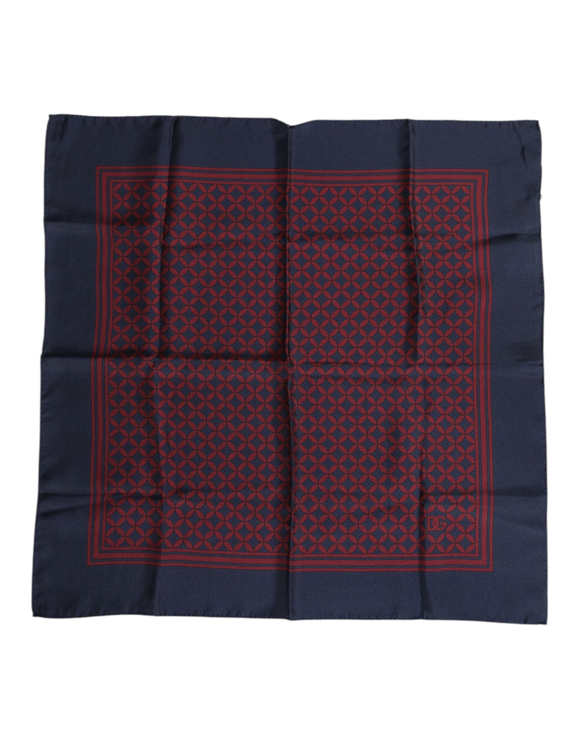 Dolce &amp; Gabbana Rot-Blau bedruckter quadratischer Seidenschal für Herren