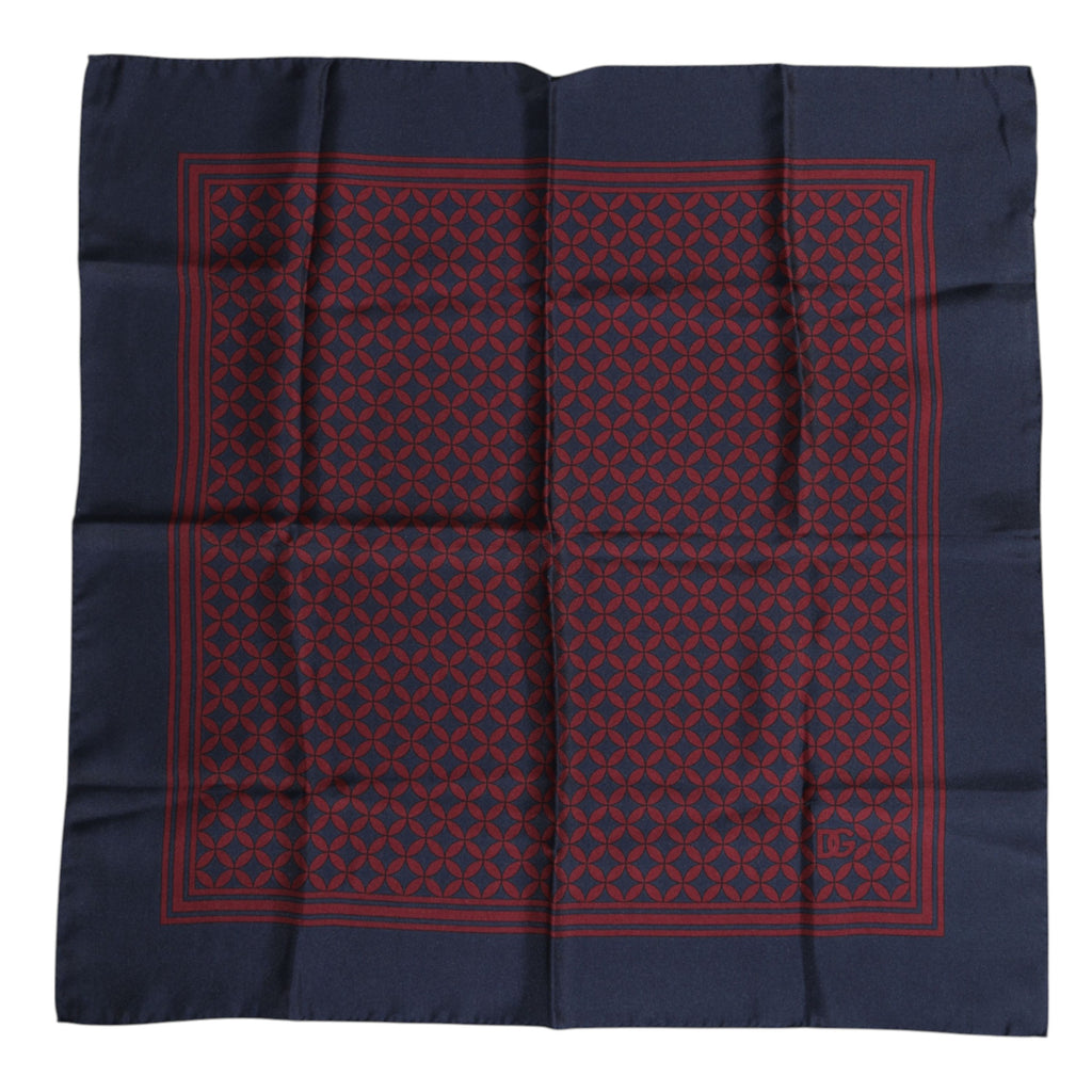 Dolce &amp; Gabbana Rot-Blau bedruckter quadratischer Seidenschal für Herren