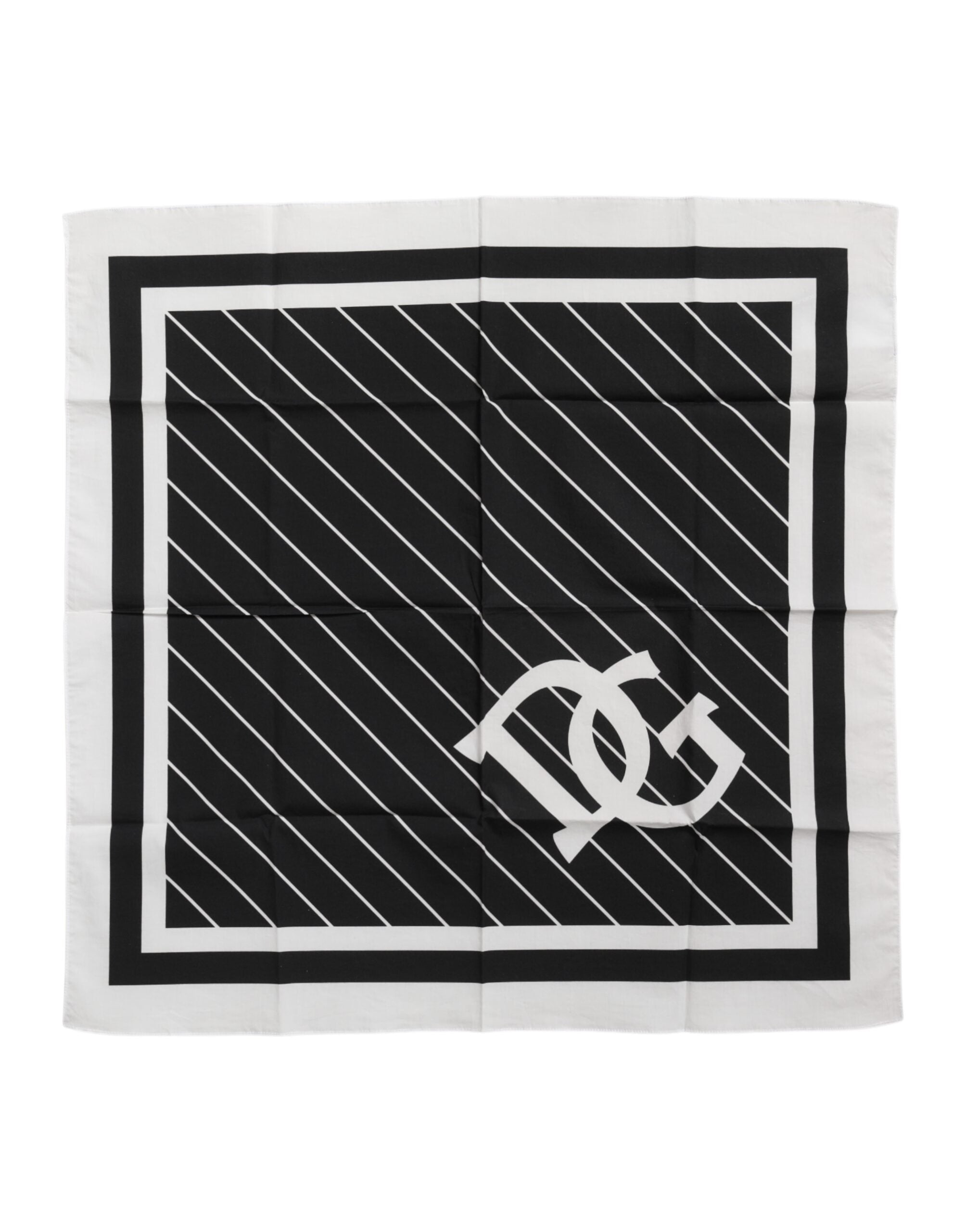 Dolce &amp; Gabbana Schwarz-Weiß DG Logo Quadratischer Herren-Foulardschal