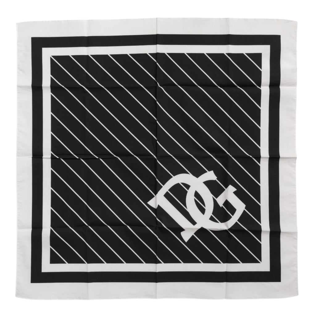 Foulard carré Dolce &amp; Gabbana noir et blanc avec logo DG pour homme