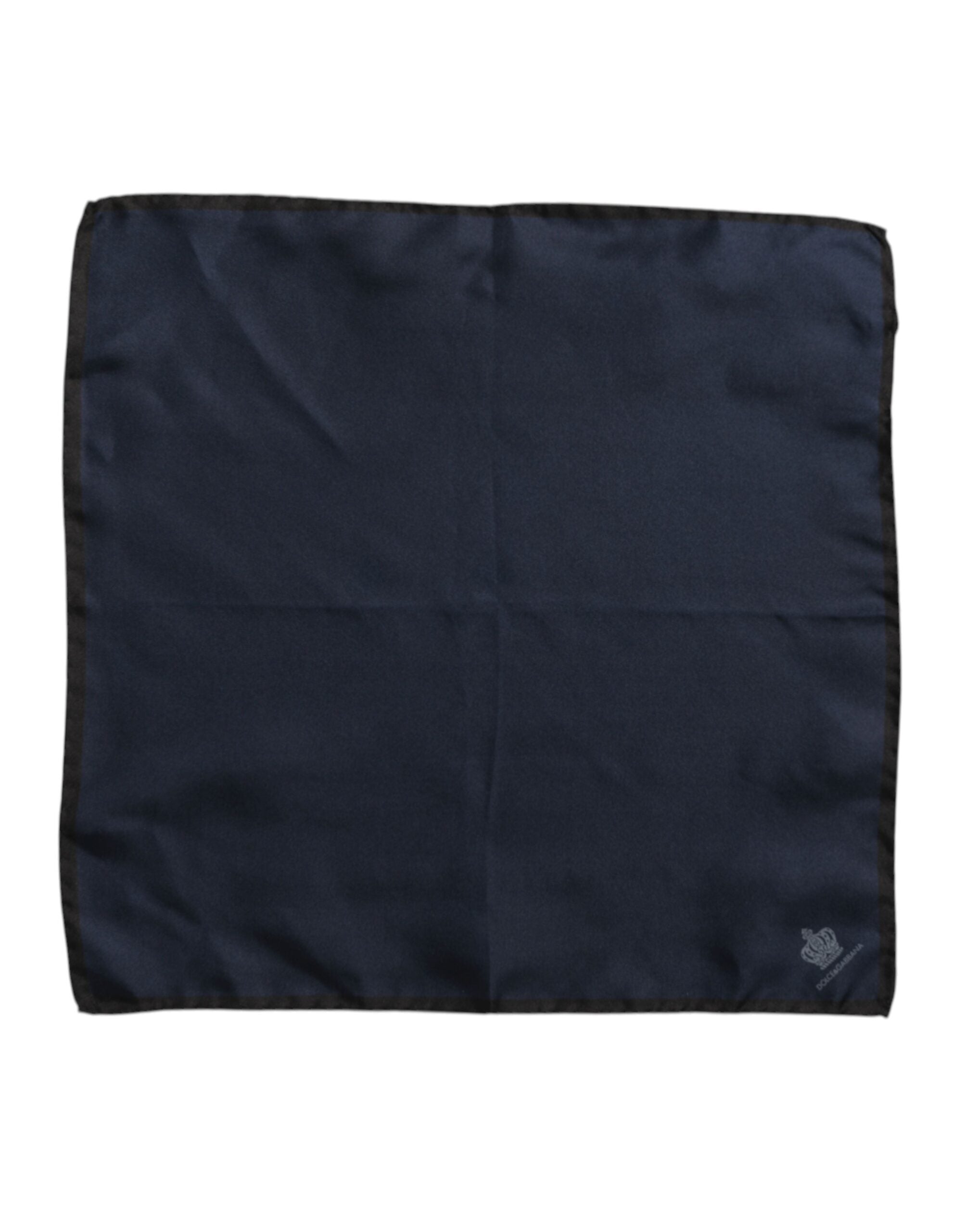 Dolce &amp; Gabbana Blauer quadratischer Foulard aus Seide mit DG-Krone für Herren
