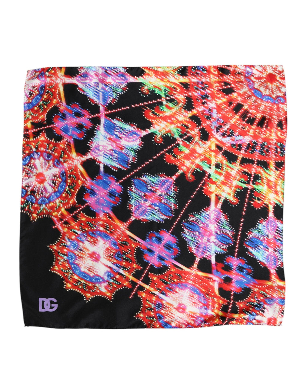 Foulard carré imprimé multicolore noir Dolce &amp; Gabbana
