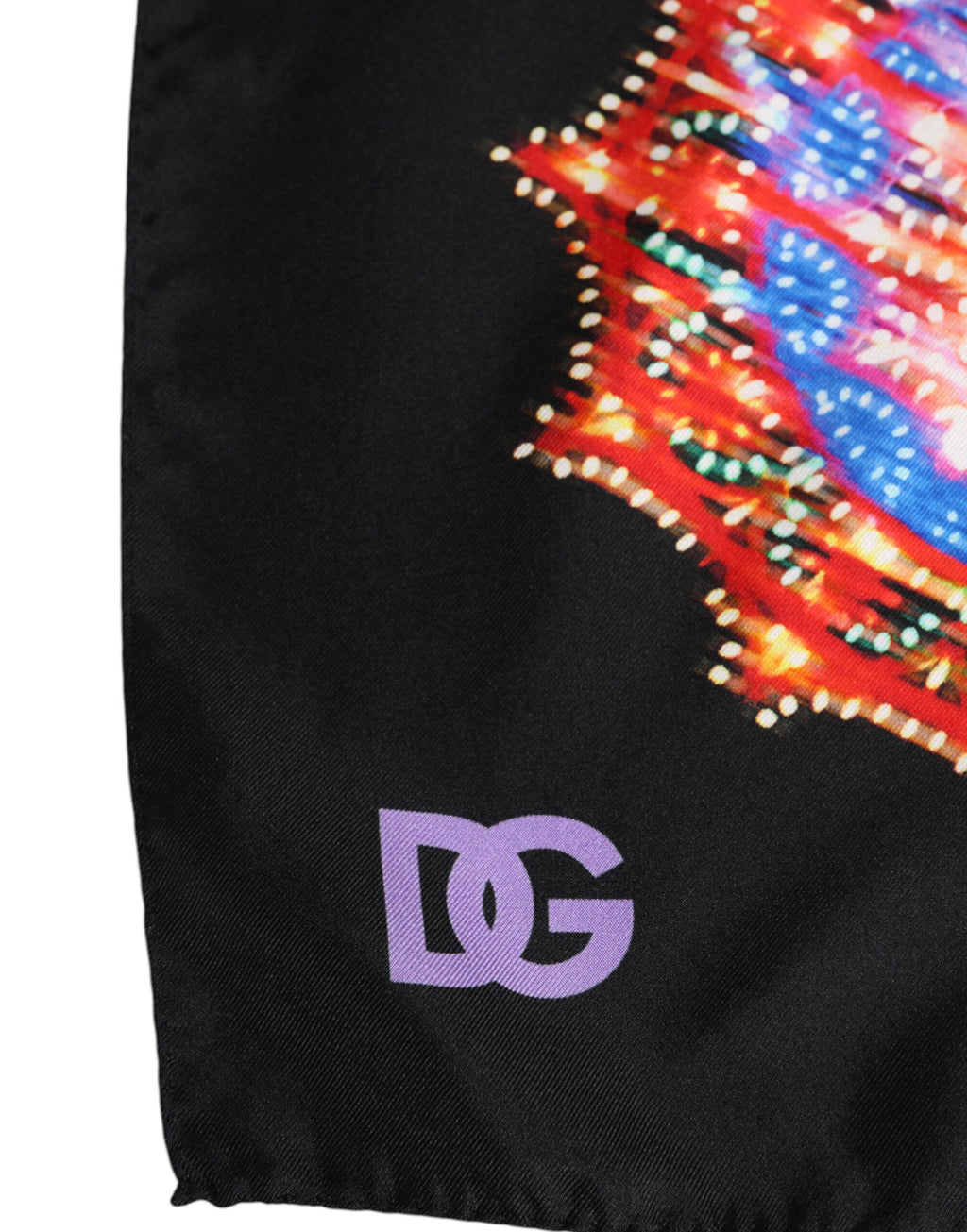 Foulard carré imprimé multicolore noir Dolce &amp; Gabbana