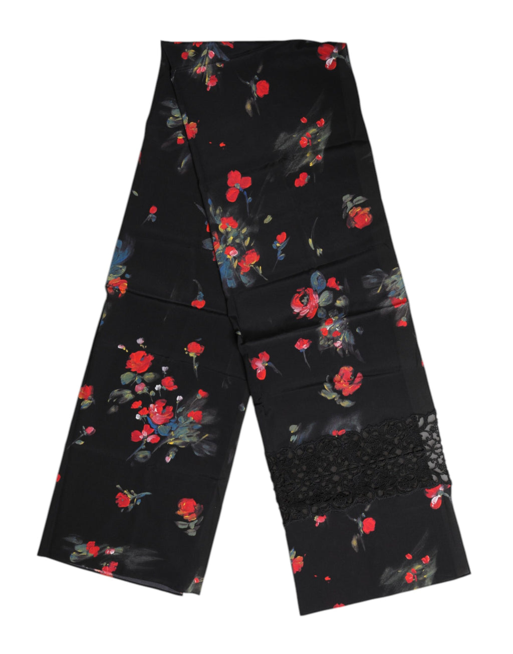 Foulard cache-cou noir à imprimé floral Dolce &amp; Gabbana