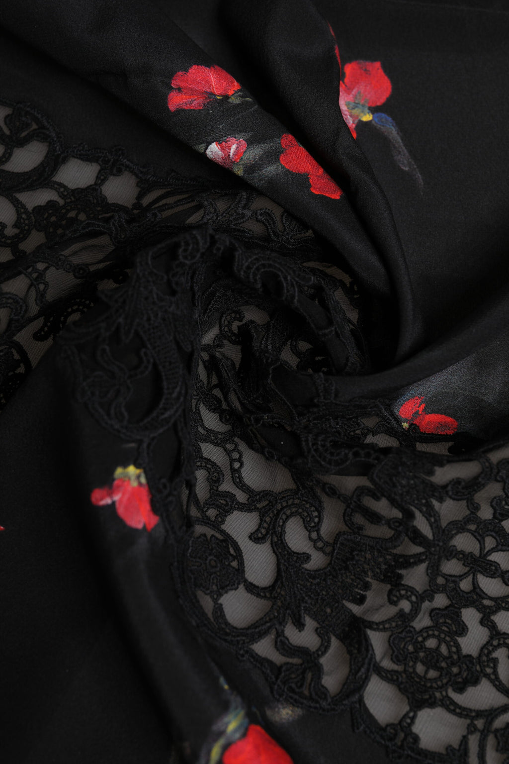 Foulard cache-cou noir à imprimé floral Dolce &amp; Gabbana