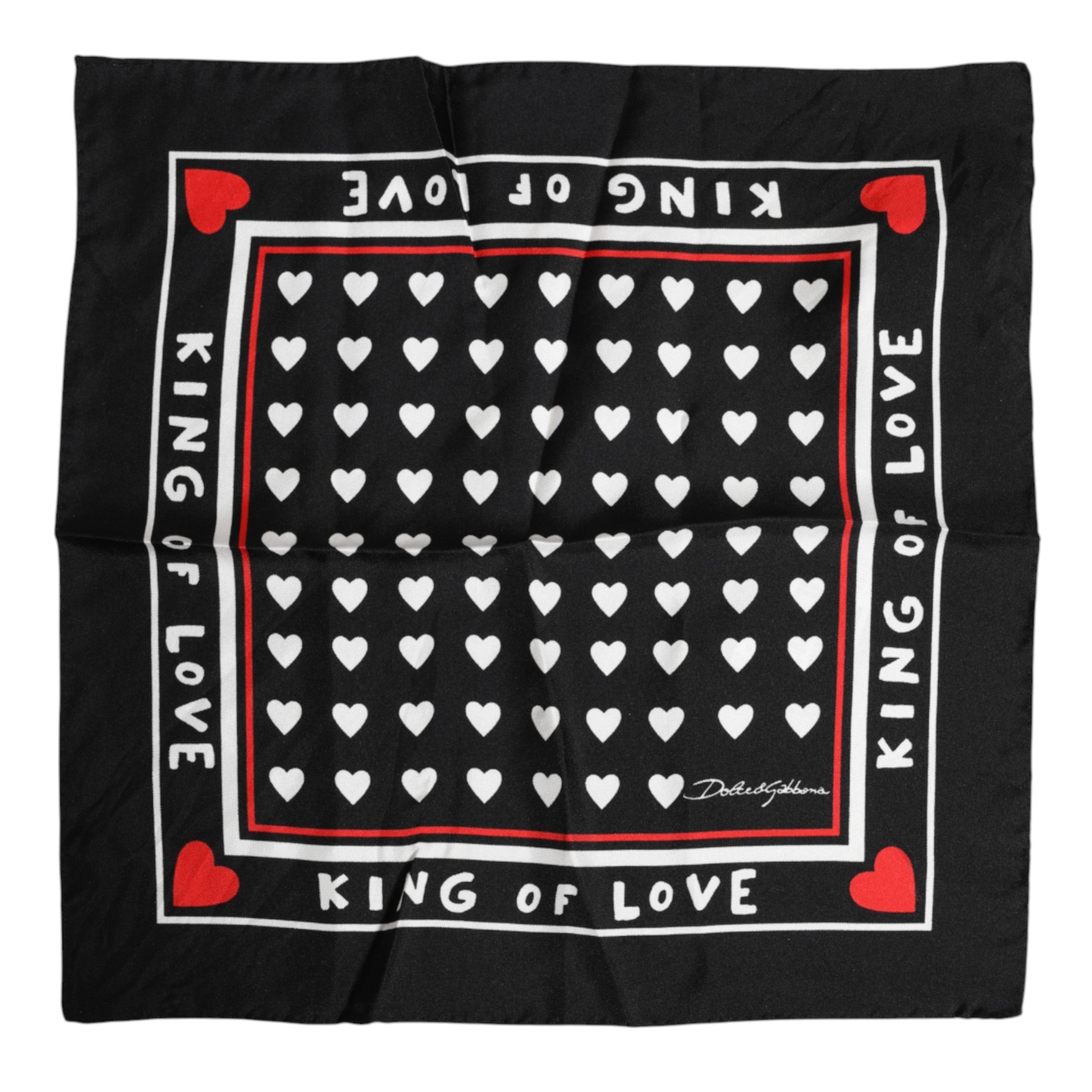 Dolce &amp; Gabbana – Schwarz bedruckter quadratischer Foulard aus Seide für Herren