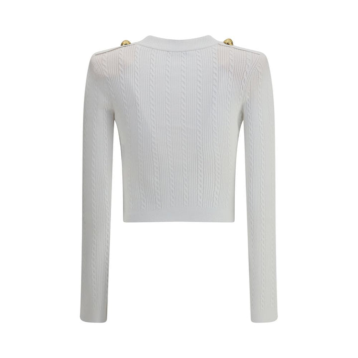 Balmain LS BUTTONED V-NECK TORSADE KNIT CARDIGAN