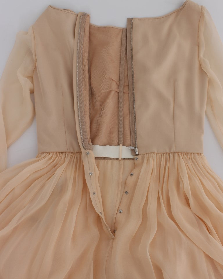 Dolce &amp; Gabbana - Robe fourreau longue en soie beige élégante