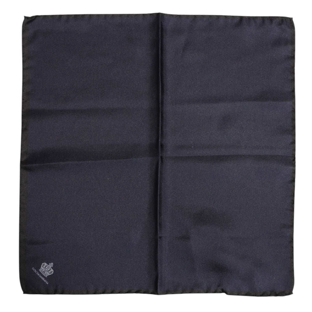 Dolce &amp; Gabbana Blauer quadratischer Foulard aus Seide mit DG-Krone für Herren
