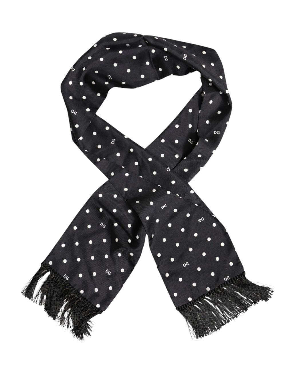 Foulard à franges à pois noirs et blancs Dolce &amp; Gabbana