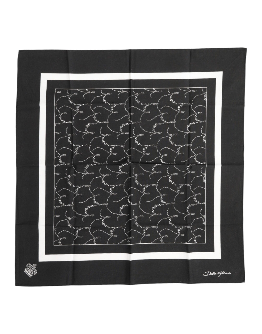 Foulard carré imprimé noir et blanc Dolce &amp; Gabbana pour homme