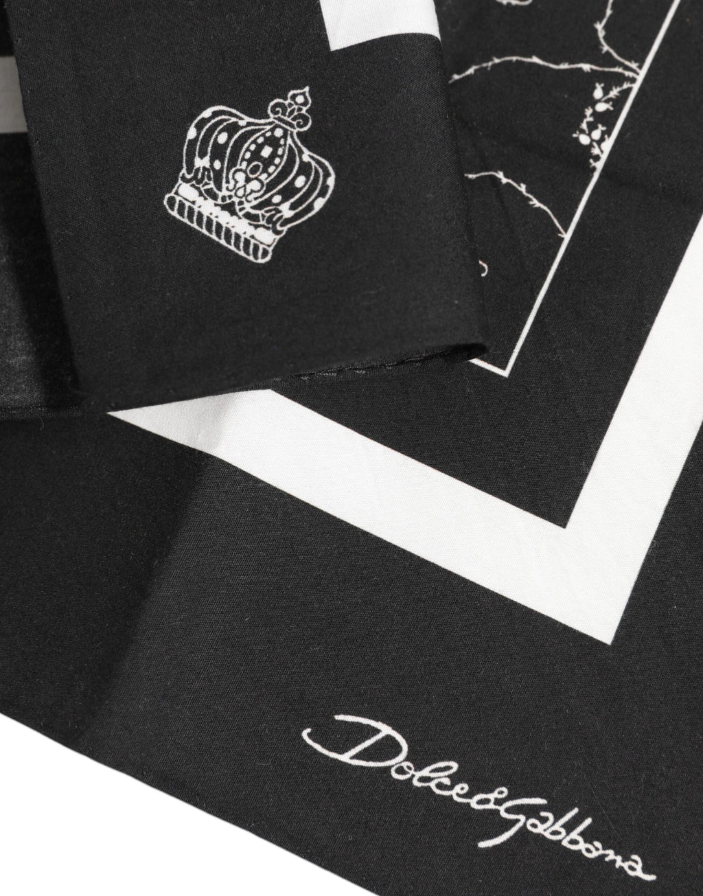Foulard carré imprimé noir et blanc Dolce &amp; Gabbana pour homme