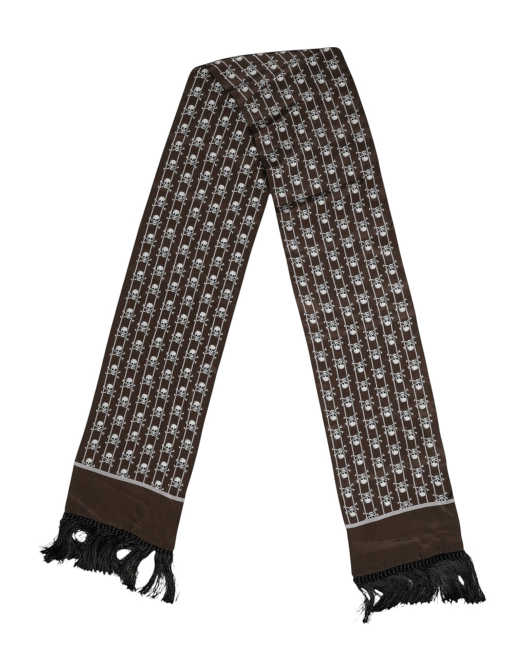 Foulard Dolce &amp; Gabbana marron à franges et imprimé têtes de mort pour homme