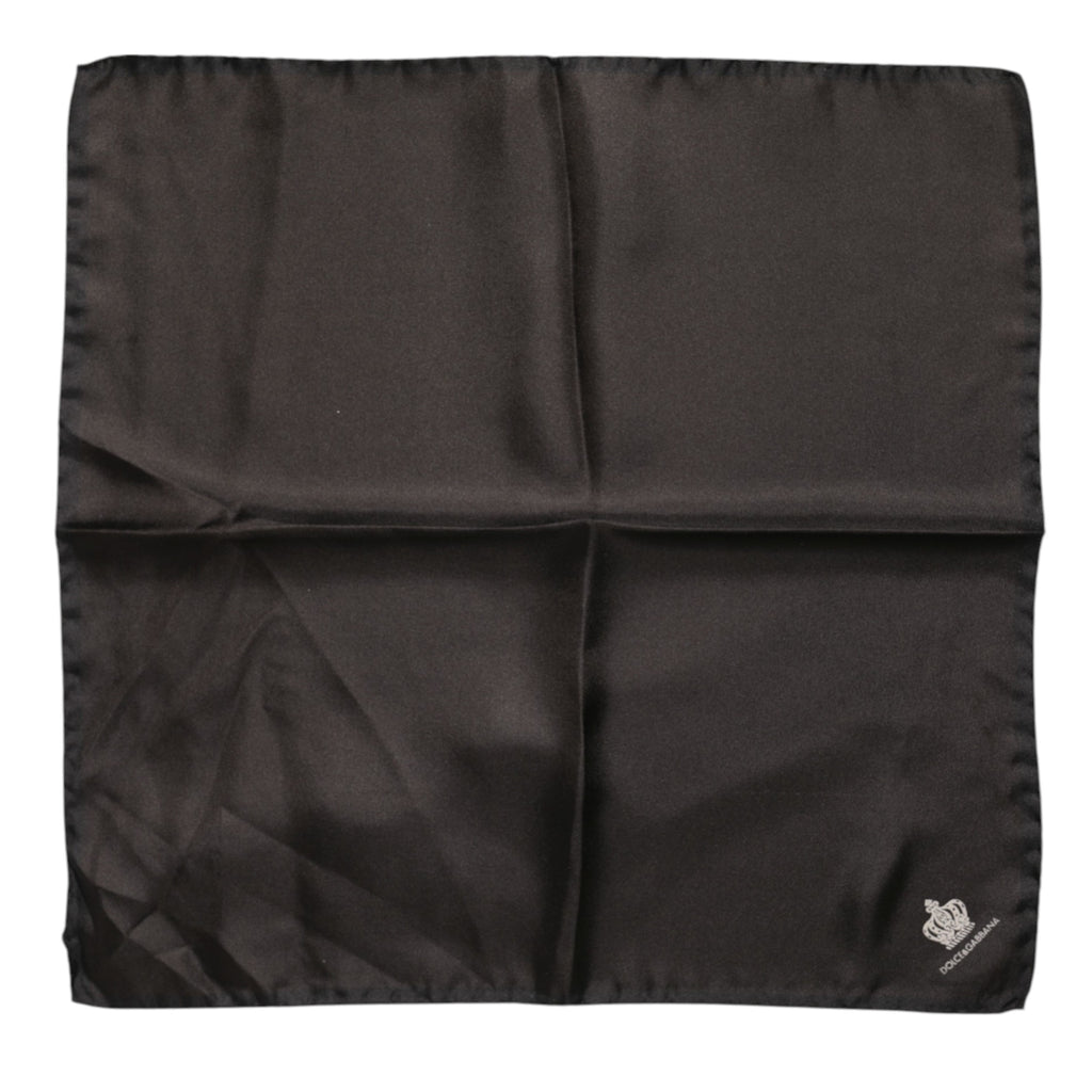 Dolce &amp; Gabbana Brauner quadratischer Foulard aus Seide mit DG Crown-Motiv für Herren