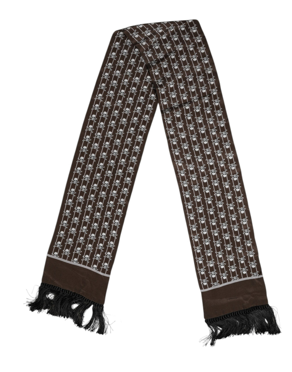 Foulard à franges imprimé têtes de mort marron Dolce &amp; Gabbana