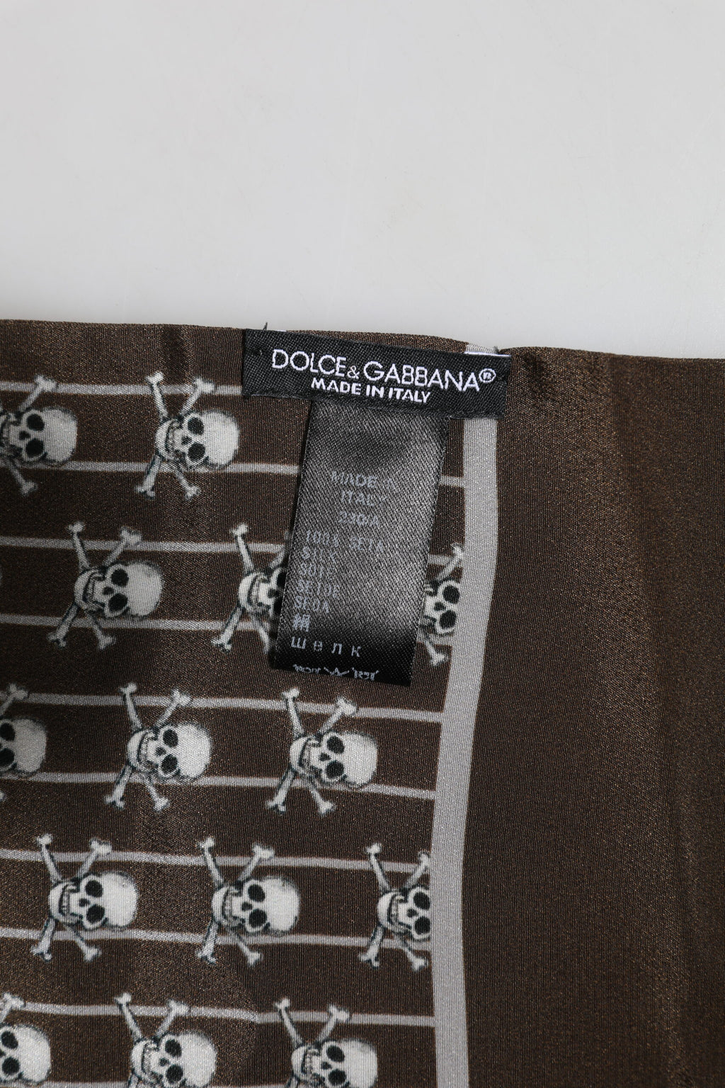 Foulard à franges imprimé têtes de mort marron Dolce &amp; Gabbana