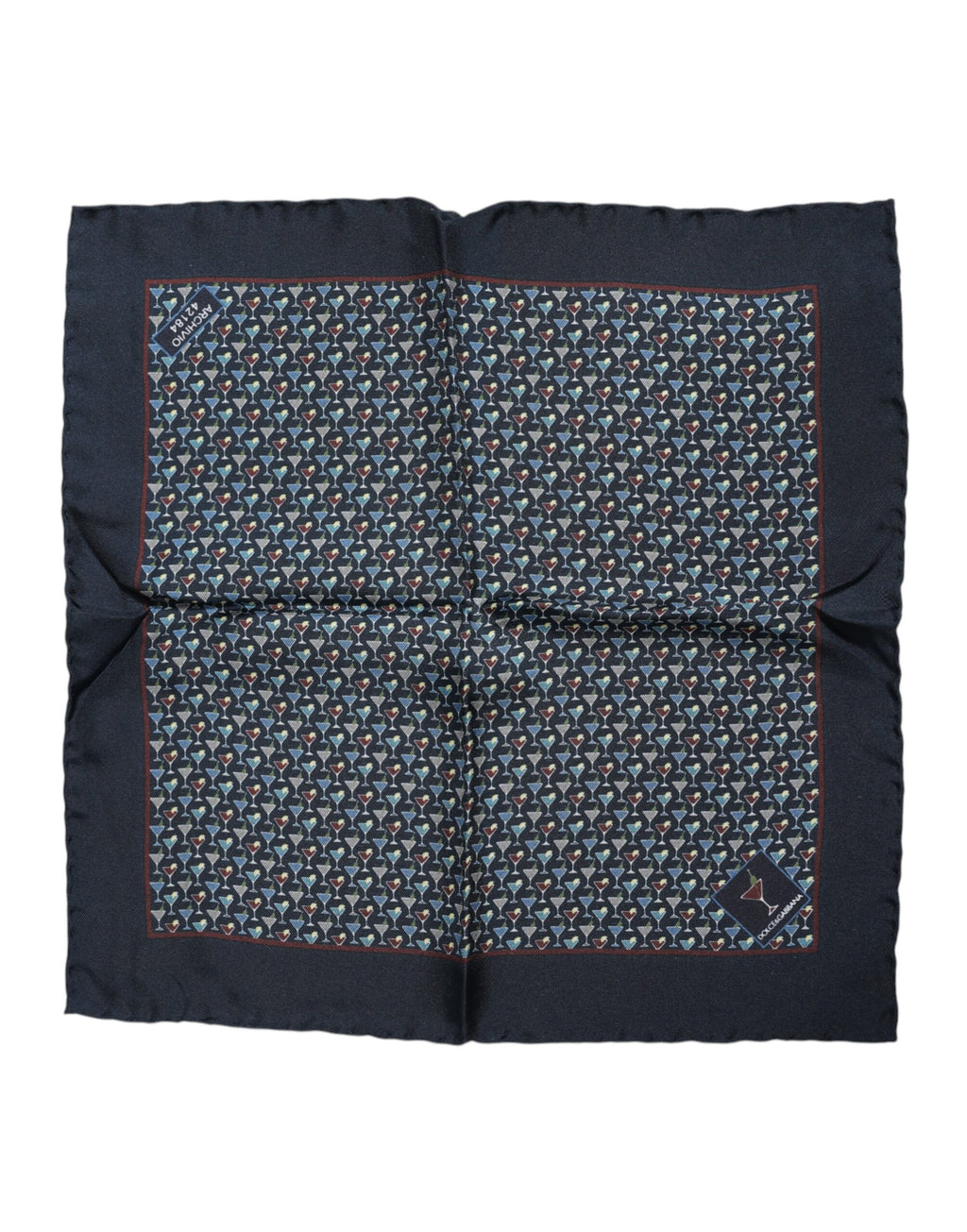 Foulard carré en soie bleu cocktail Dolce &amp; Gabbana