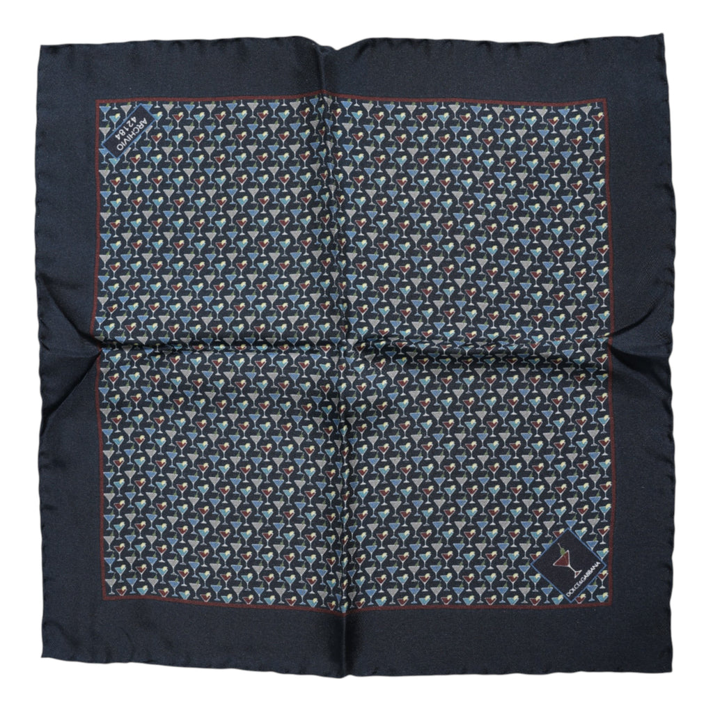 Foulard carré en soie bleu cocktail Dolce &amp; Gabbana