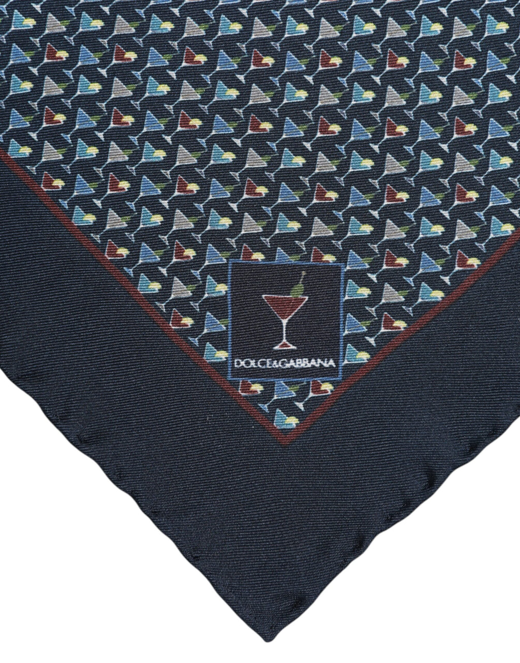 Foulard carré en soie bleu cocktail Dolce &amp; Gabbana