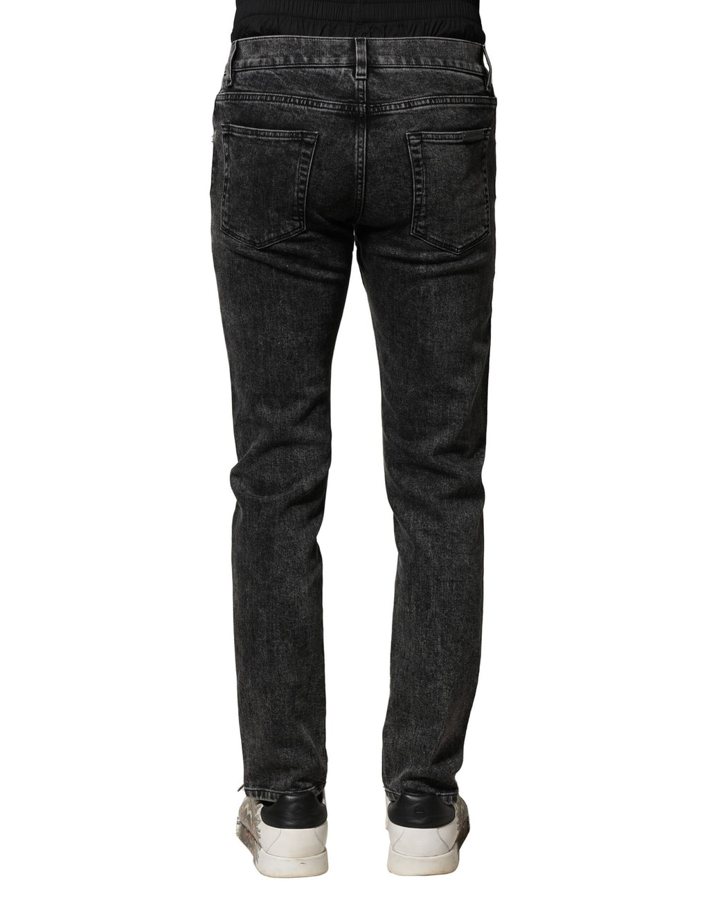 Dolce &amp; Gabbana – Schwarze, verwaschene Jeans aus Denim mit doppeltem Bund